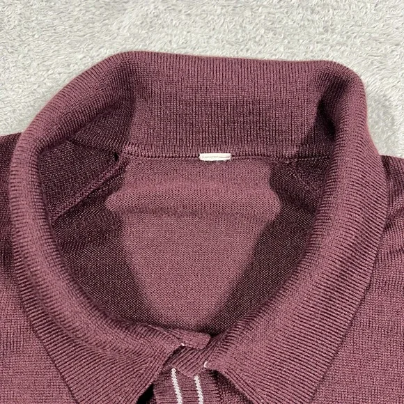 Lululemon Techwool Polo Shirt Mens Large Burgundy Long Sleeve Wool Blend - Picture 4 of 10
